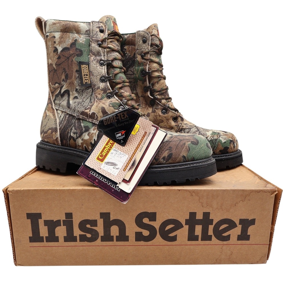 Irish Setter 824 Gore-Tex Hunting Boots Mens 9D Camo Canvas New Vintage Style